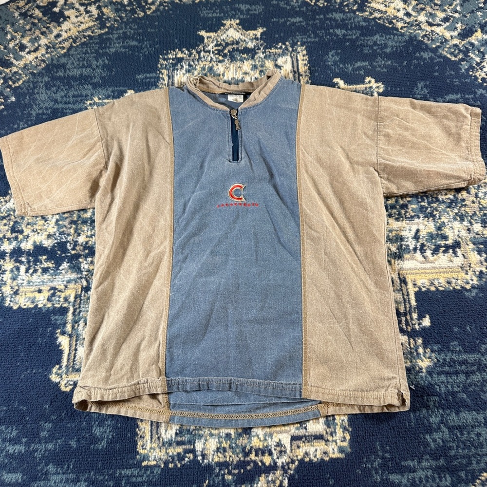 Vintage Cannondale Cycling Jersey Mens Medium Blue Tan Colorblock Made in USA